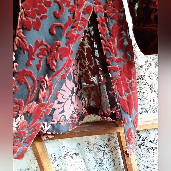 Yi Lin Sheer Silk/Velvet Mandarin Collar Tunic - Picture 7 of 11